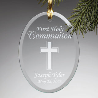 First Communion Personalized Glass Ornament