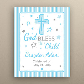 God Bless This Child Personalized 8"x10" Canvas---Boy