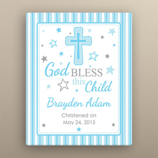 God Bless This Child Personalized 8"x10" Canvas---Boy