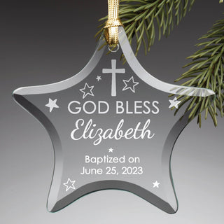 God Bless Personalized Glass Ornament
