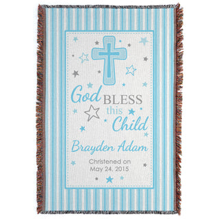 God Bless This Child Personalized Throw---Boy