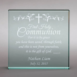 First Communion Personalized 6"x6" Glass Keepake