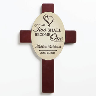 Two Shall Become One Personalized Wall Cross---Beige