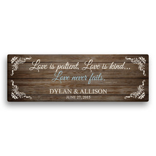 Love Is Patient Personalized 9x27 Canvas
