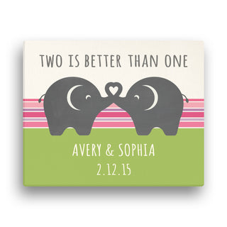 Twins 16x20 Personalized Canvas---Two Girls