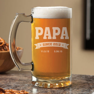Personalized Beer Mug For Him---Two Dates