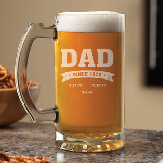 Personalized Beer Mug For Him---Three Dates
