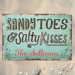 Sandy Toes & Satly Kisses Personalized Doormat - 18x27 Inch, 1/8" Thin
