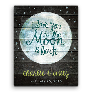 I Love You To The Moon and Back 16x20 Personalized Canvas