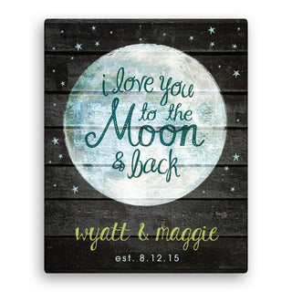 I Love You To The Moon and Back 11x14 Personalized Canvas