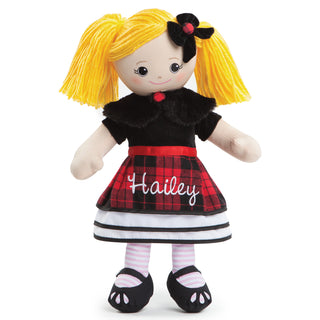 Personalized Blonde Rag Doll With Plaid Dress