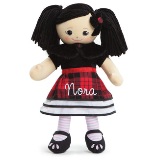 Personalized Asian Rag Doll With Plaid Dress