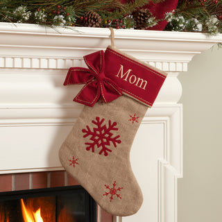 Personalized Burlap Stocking---Snowflake