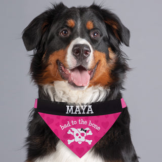 Bad To The Bone Personalized Dog Bandana---Pink