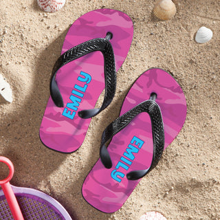 Pink Camo Youth Personalized Flip Flops---Small