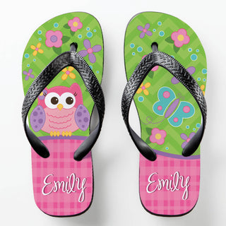 Sweet Owl Youth Personalized Flip Flops---Medium