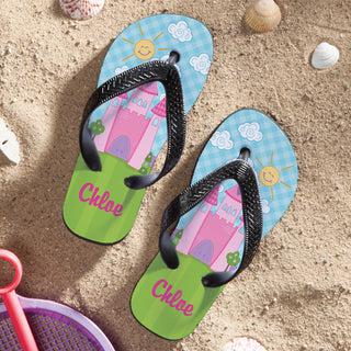 Princess Castle Youth Personalized Flip Flops---Large
