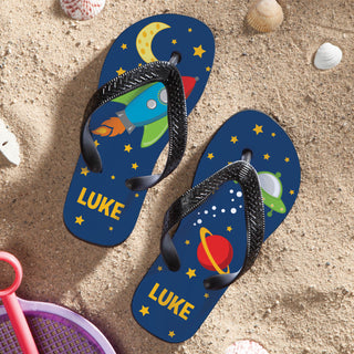 Rocket To Space Youth Personalized Flip Flops---Small