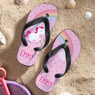 Sweet Unicorn Youth Personalized Flip Flops---Large