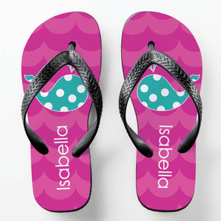 Whale Youth Personalized Flip Flops for Girls---Medium