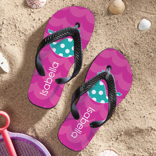 Whale Youth Personalized Flip Flops for Girls---Large