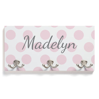 Pink Polka Dots Personalized Coat Hanger