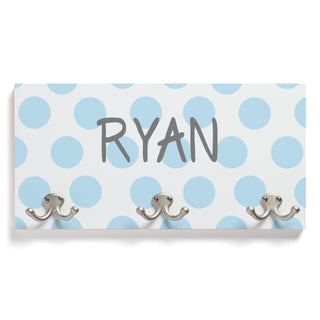 Blue Polka Dots Personalized Coat Hanger