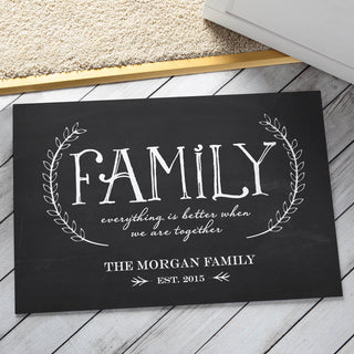 Our Family Personalized Doormat - 18x27 Inch, 1/8" Thin---Grey