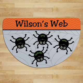 Spider Web Personalized Half Round Doormat---Four Names