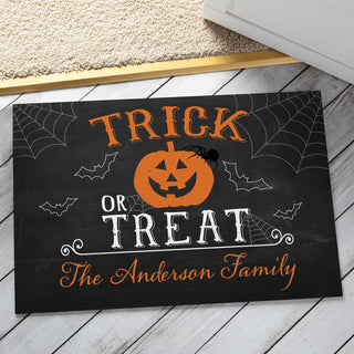 Trick Or Treat Personalized Doormat - 18x27 Inch, 1/8" Thin