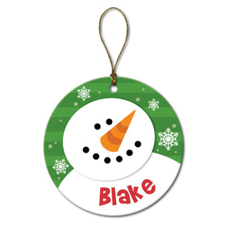 Green Snowman Personalized Ornament