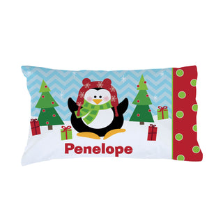 Christmas Penguin Personalized Pillowcase