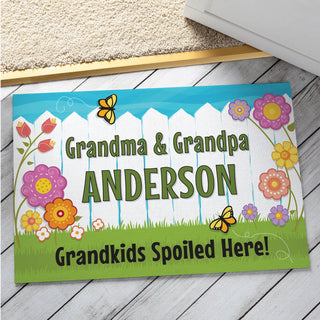 Grandkids Spoiled Here Personalized Doormat - 18x27 Inch, 1/8" Thin