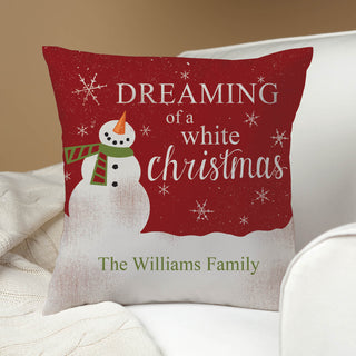 Dreaming Of A White Christmas Personalized 14" Throw Pillow