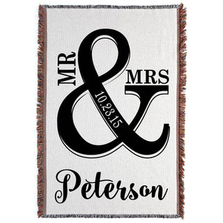 Mr. & Mrs. Personalized Fringe Throw Blanket