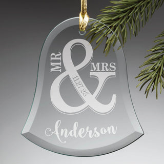 Mr. & Mrs. Personalized Glass Bell Ornament