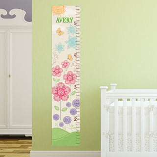 Pretty Flowers Personalized Sticky Wall Canvas Growth Chart