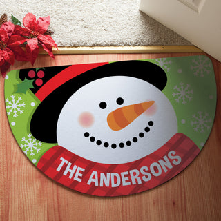 Snowman Personalized Half Round Doormat