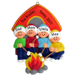 Personalized Camping Family of 4 Ornament
