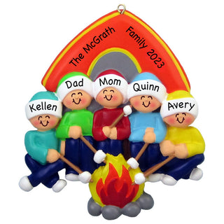 Personalized Camping Family of 5 Ornament