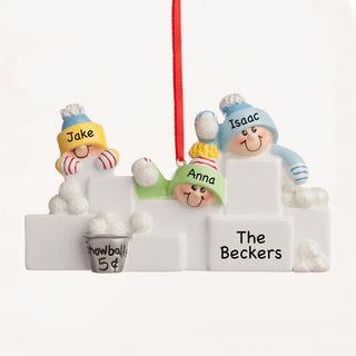 Personalized Snowball Family of 3 Ornament