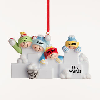 Personalized Snowball Family of 4 Ornament