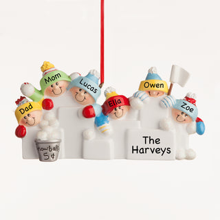 Personalized Snowball Family of 6 Ornament