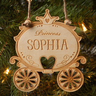 Princess Carriage Personalized Wood Ornament