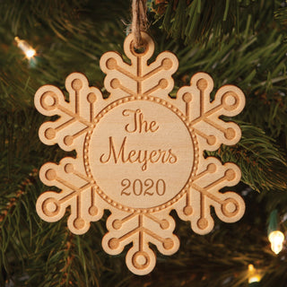 Snowflake Personalized Wood Family Ornament