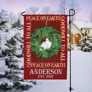 Peace On Earth Personalized Garden Flag