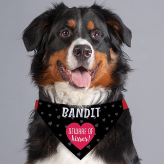 Beware Of Kisses Personalized Dog Bandana