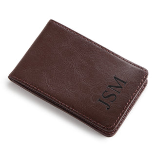 Personalized Leather Billfold Case with Money Clip