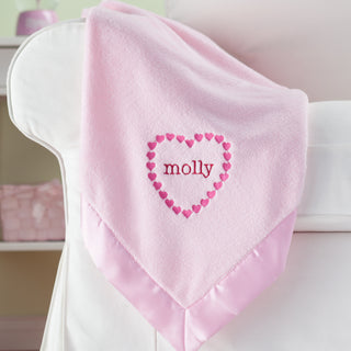 Sweet Heart Personalized Pink Baby Blanket