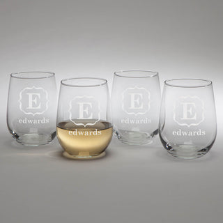 Our Family Set of 4 Stemless Wine Glasses